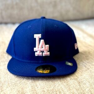 Blue and pink Dodgers hat